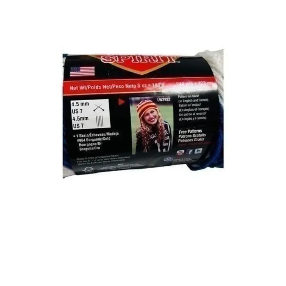 Red Heart Team Spirit Knitting Yarn blue royal 0947 white 4M 5oz with pattern in